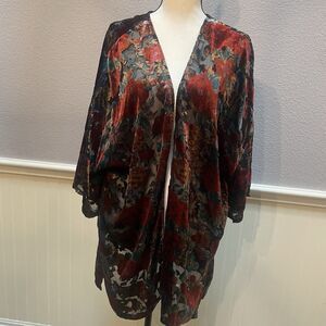 Chelsea & Violet Velvet Burnout Kimono XS Floral Sheer Boho Whimsigoth Topper